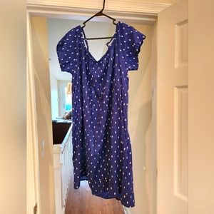 NWT Old Navy, blue and white off shouldress dress, large